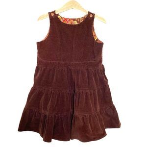 Lulee Babes San Francisco VTG Girls  Brown Corduroy Tiered Dress Size 6